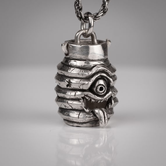 Handmade Chochin Obake Pendant in Sterling Silver 925