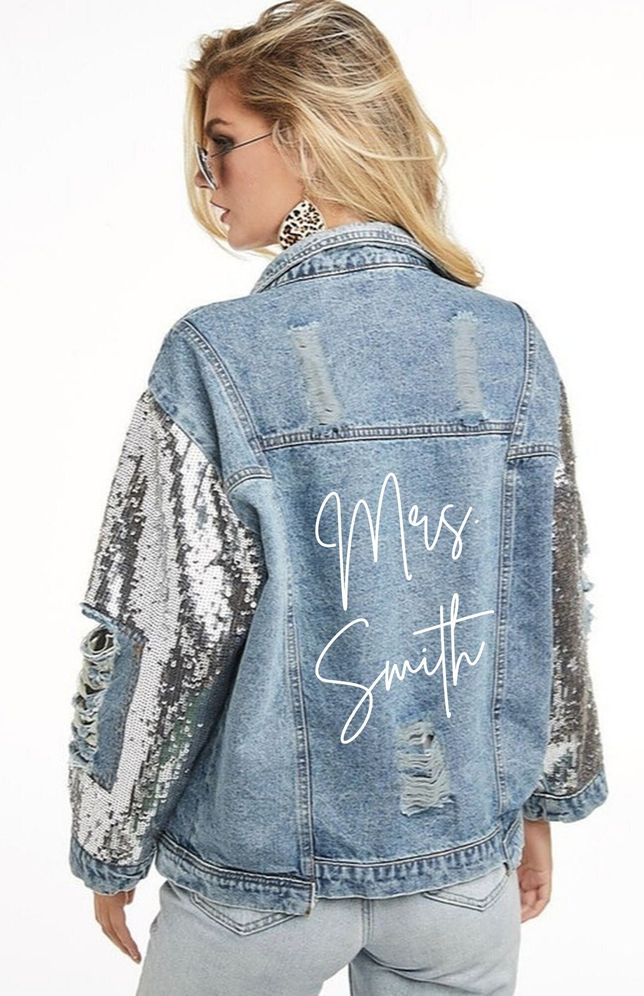 Sequin Jean Jacket - Etsy