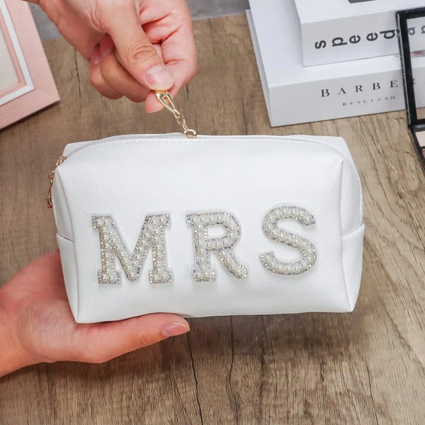 MRS Bridal Pearl Makeup Bag | Bride Gift | Wedding Bag | Bride Makeup Bag | Future Mrs | Bachelorette Gift | Bridal Shower Gift | Bride Bag