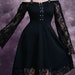 Dark Gothic Sexy Dress | Mesh, Patchwork Flare Sleeve, Lolita, High Waist Dress | Goth Punk Steampunk Witch Vintage Top 