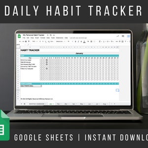 2022 Habit Tracker Spreadsheet | Google Sheets | Habit Tracker Template | Monthly and Daily Habit Tracker  | Digital Habit Tracker