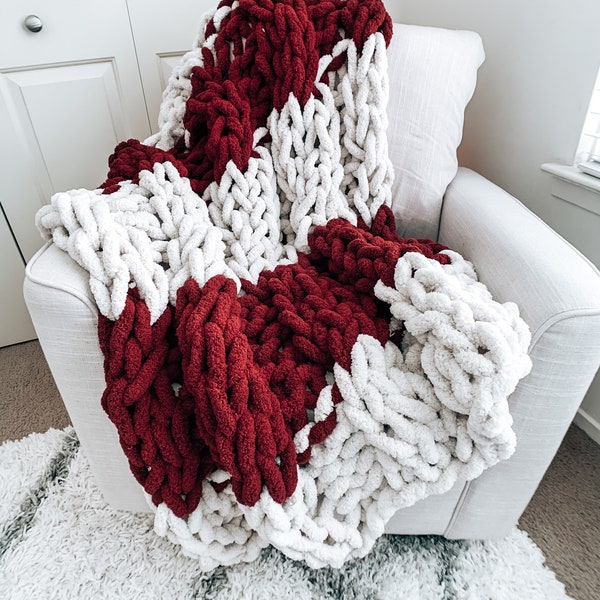 Loose Cable Knit Chunky Blanket- Decorative Handmade Fall Home Decor- Housewarming, Wedding, Bridal Shower Gifts- Unique Bedroom Home Decor