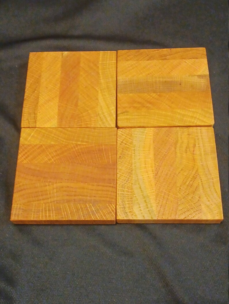 Red Oak End Grain Coastersset of 4 Hardwood Coasters Oak Etsy