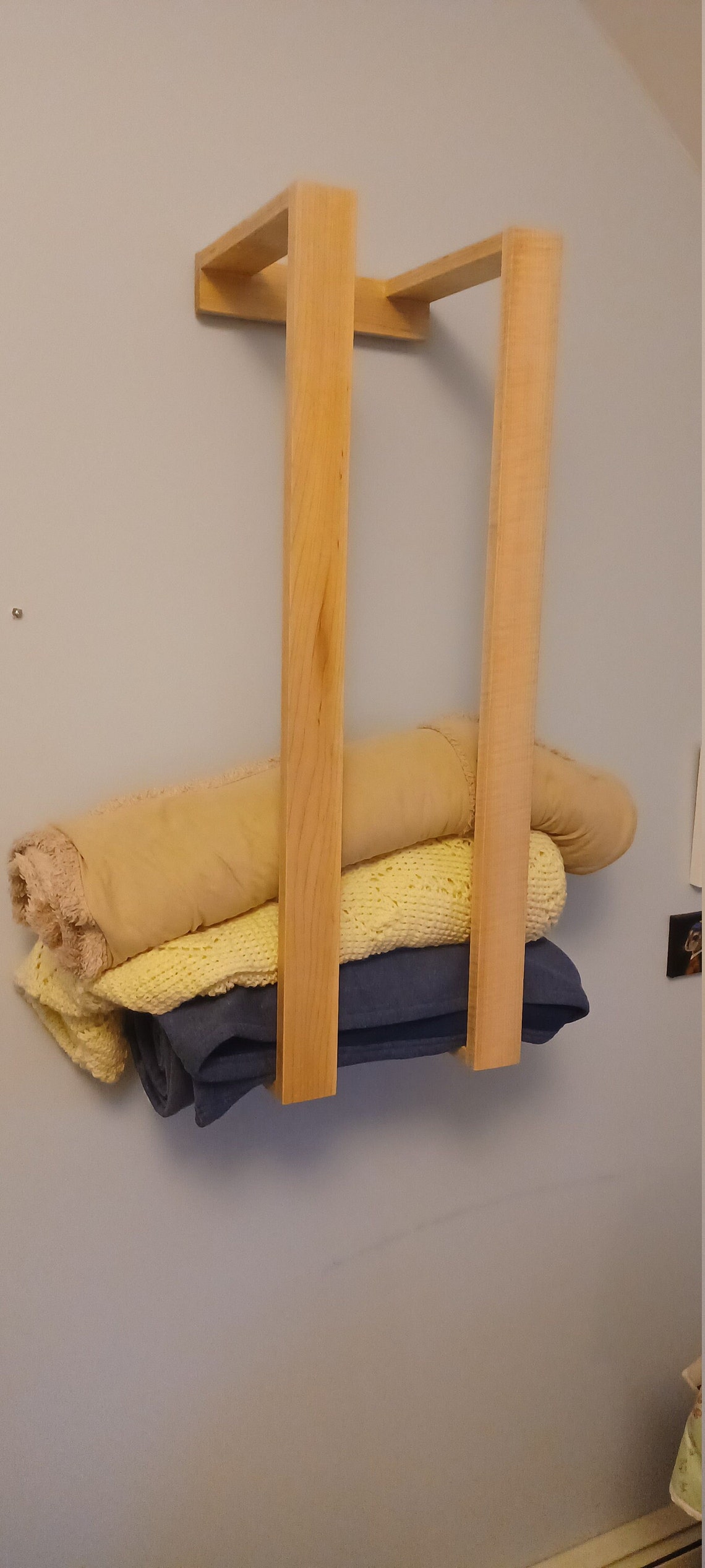 Wall Mounted Maple Blanket Holder Blanket Rack Blanket Etsy