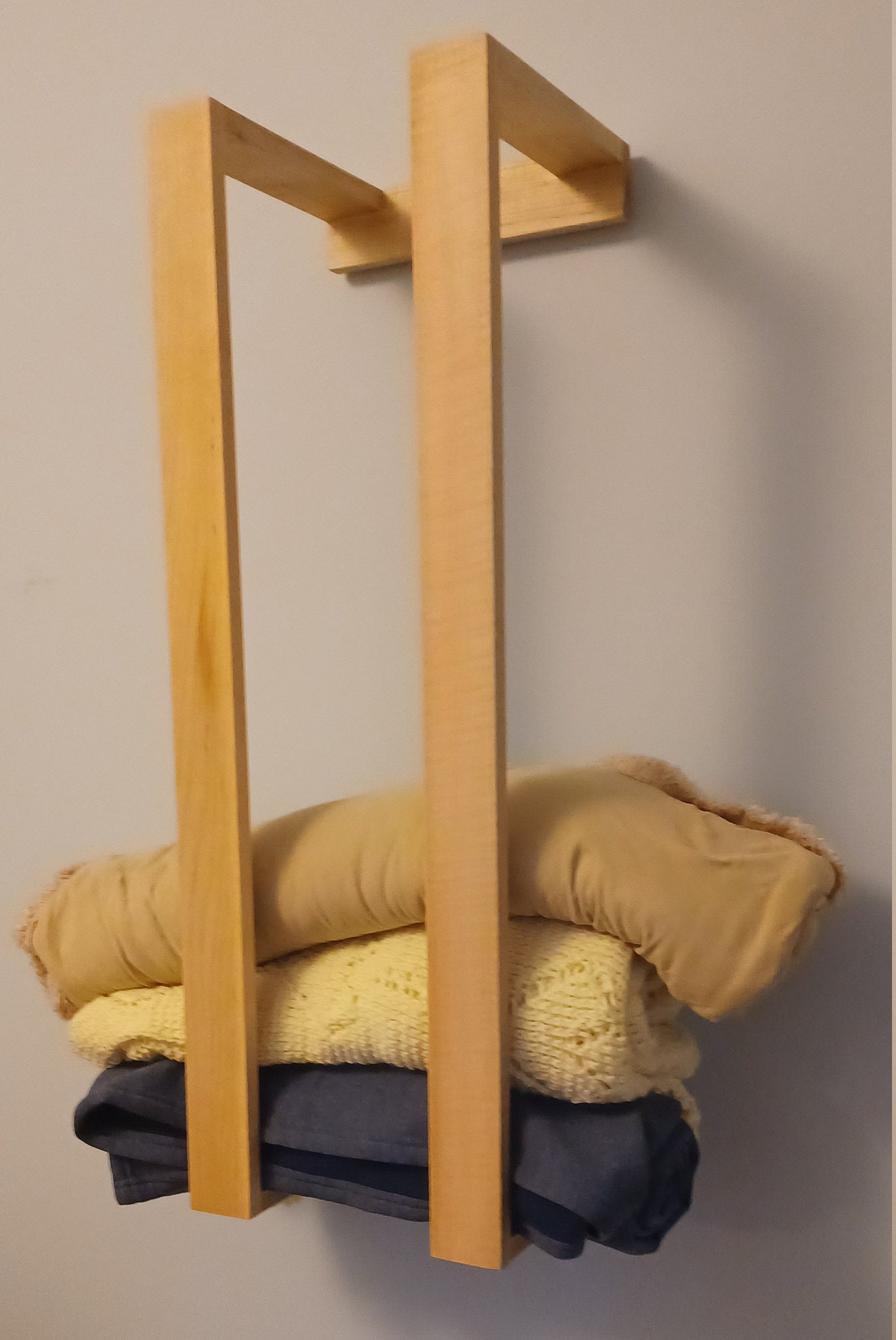 Wall Mounted Maple Blanket Holder Blanket Rack Blanket Etsy