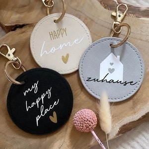 Keychain 'Happy Home', 'Home', 'My happy place' / Personalizable