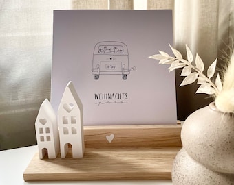 Decorative houses with wooden card holders