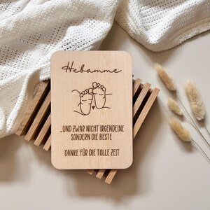 Karte für Hebammen aus Holz "Hebamme - nicht irgendeine sondern die Beste" I Personalisierbar