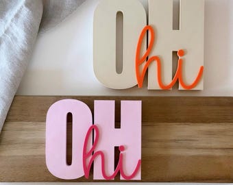 Moderner 3D-Schriftzug 'OH hi' I Statement-Dekoration I 3D Druck