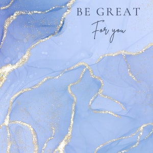 Puede incluir: Fondo abstracto de acuarela azul y dorado con el texto "BE GREAT for you".