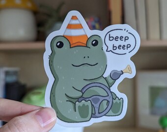 Beep Beep the Frog Matte Vinyl Sticker | Cute Waterproof Sticker | Kawaii Toad Frog Silly Sticker