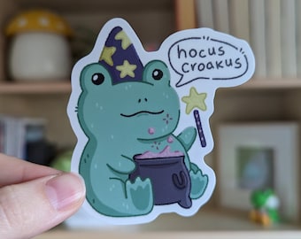 Croakus the Frog Matte Vinyl Sticker | Cute Waterproof Sticker | Kawaii Toad Frog Silly Sticker Hocus Pocus