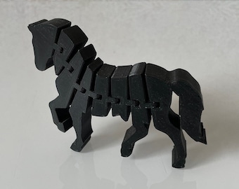 3D printed flexible horse, horse decoration