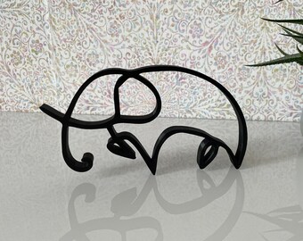 Elephant in Line Art 3D Print - Minimalist Art