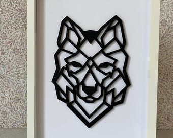 3D print - Geometric wolf in a picture frame