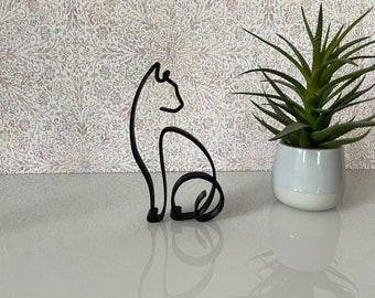 Cat sitting in line art 3D print - Minimalist art