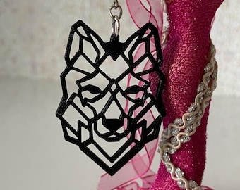 Geometric Wolf Keychain, Pendant - 3D Printed