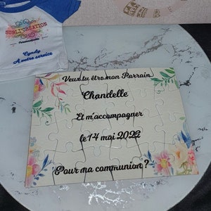Puzzle de fotos personalizado de 24 piezas, personalizable con tu foto y texto, anuncio de embarazo, padrino, madrina, comunión, boda, testigo