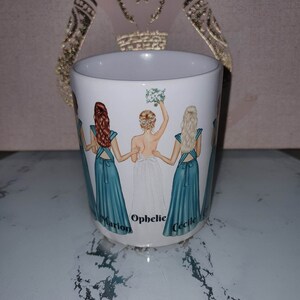 Bridesmaid clipart mug, personalized wedding illustration mug. Personalized bride-to-be mug