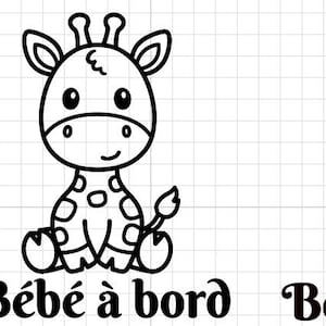Adesivo per auto "Baby on Board" con giraffa, nome a bordo, bambino a bordo, adesivo in vinile per auto.
