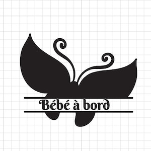 Adesivo per auto con scritta "Bebè a bordo", farfalla, nome a bordo, bambino a bordo, adesivo in vinile per auto.