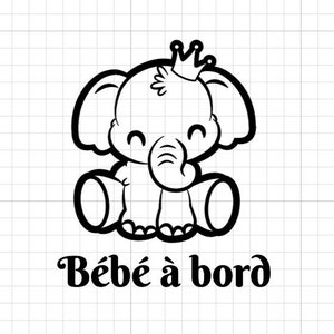 Adesivo per auto elefante bambino a bordo, nome a bordo, bambino a bordo, adesivo in vinile per auto.