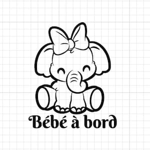 Adesivo per auto elefante bambina bimbo a bordo, nome a bordo, bambino a bordo, adesivo in vinile per auto.