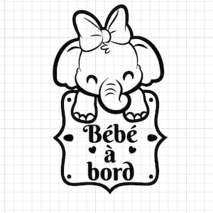 Adesivo per auto elefante bambina bimbo a bordo, nome a bordo, bambino a bordo, adesivo in vinile per auto.