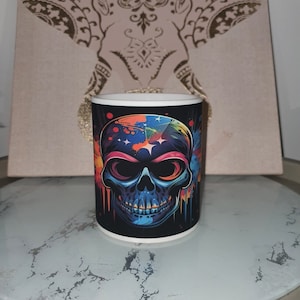 Watercolor skull mug