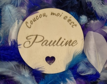 Cartão de nascimento de bebê de madeira personalizado... Cartão de boas-vindas ao bebê, Lembrança de nascimento, Presente de nascimento. Olá, eu sou...