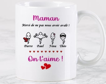 Mug merci de ne pas nous avoir avalé. Mug humour cadeau fête des mères. Mug humour spermatozoïdes. Idée cadeau maman