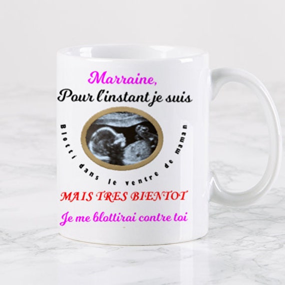 Mug Personnalisable avec Votre Échographie Pour Un Cadeau Annonce Grossesse Tata, Parrain, Marraine,