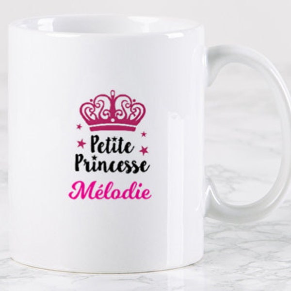 mug princesse couronne personnalisé cadeau anniversaire enfant mug princesse personnalisé mug petite fille  avec prénom