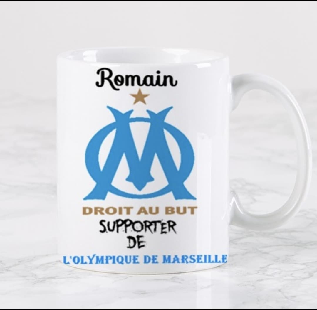 Mug à Personnaliser - Om Olympique de Marseille Au Prénom Votre Choix. Mug Équipe Foot