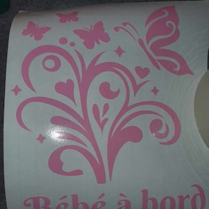 Adesivo Adesivo per auto farfalla fiore bimbo a bordo, nome a bordo, bambino a bordo, adesivo in vinile per auto.