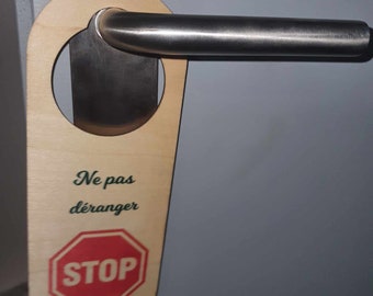 Pancarte poignée de porte personnalisée ne pas déranger. pancarte en bois STOP