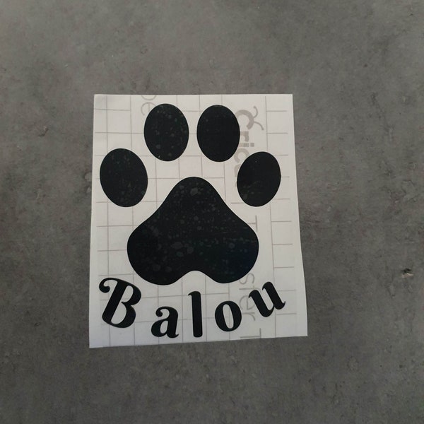 Autocollant avec patte de chien et nom, autocollant de voiture avec empreinte et nom, autocollant adhésif pour voiture