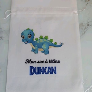 Sac à tétine 13x18cm personnalisé avec Prénom. Pochette à tétine. Cadeau naissance, école, atsem, maternelle, crèche, nounou atsem ...