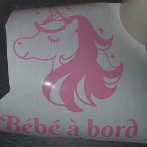 Adesivo per auto unicorno bebè a bordo, nome a bordo, bambino a bordo, adesivo in vinile per auto.