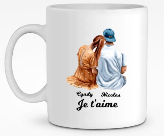 Couple Tasse Mug Personnalisée Anniversaire Cadeau Pour Couples Ami à Café La Saint-Valentin Fiançai