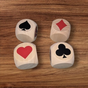 Dé Personnalisable pour Jeux de Cartes Belote/Tarot. Dés en bois belote.