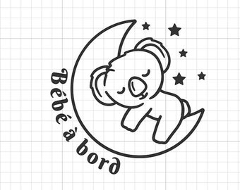 Sticker Voiture Bébé à Bord Modèle Koala – Neuf, Fabriqué En France