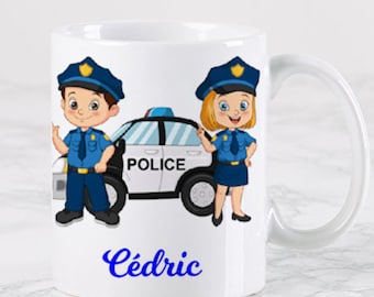 Tazza personalizzata della polizia, tazza personalizzata della polizia, tazza con macchina della polizia, tazza con motocicletta della polizia con nome