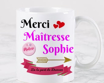 Mug Cadeau à Personnalisé Super Maitresse ou Atsem , Mug fin d'année, mug cadeau maîtresse ou atsem