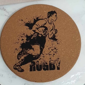 sottopentola in sughero da rugby personalizzato