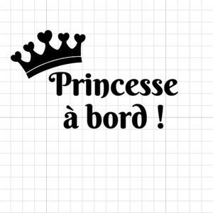 Adesivo Adesivo per Princess Car on Board, nome a bordo, bambino a bordo, adesivo in vinile per auto.