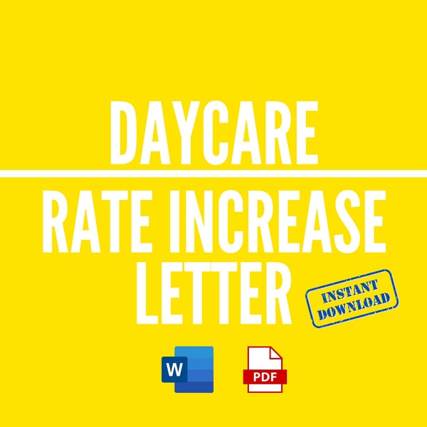 Daycare Rate Increase Letter Etsy Singapore