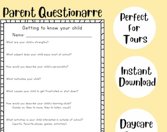 Daycare Forms, Getting to Know Your Child, Perfect for Tours, Daycare Enrollment Packet, Childcare Enrollment Forms, Daycare Handbook