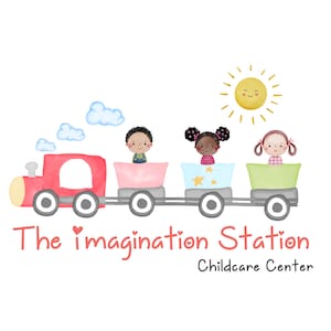 Imagination Station Childcare Logo, Daycare Logo, Cute Daycare Logo, Unique Daycare Logo, Train Themed Daycare Logo, Train Childcare Logo