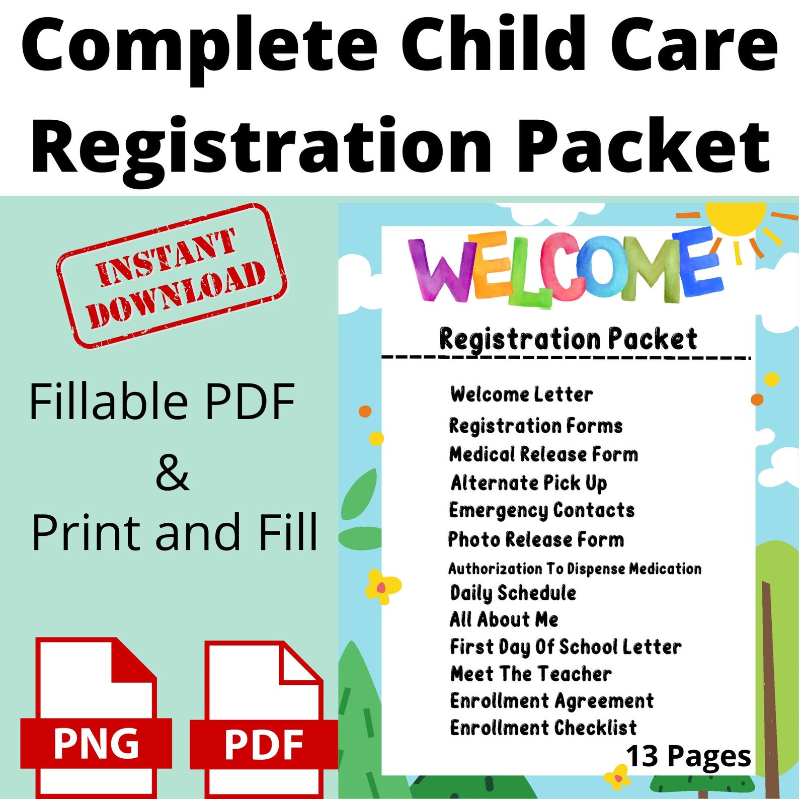 Complete Childcare Registration Packet Daycare Enrollment Etsy